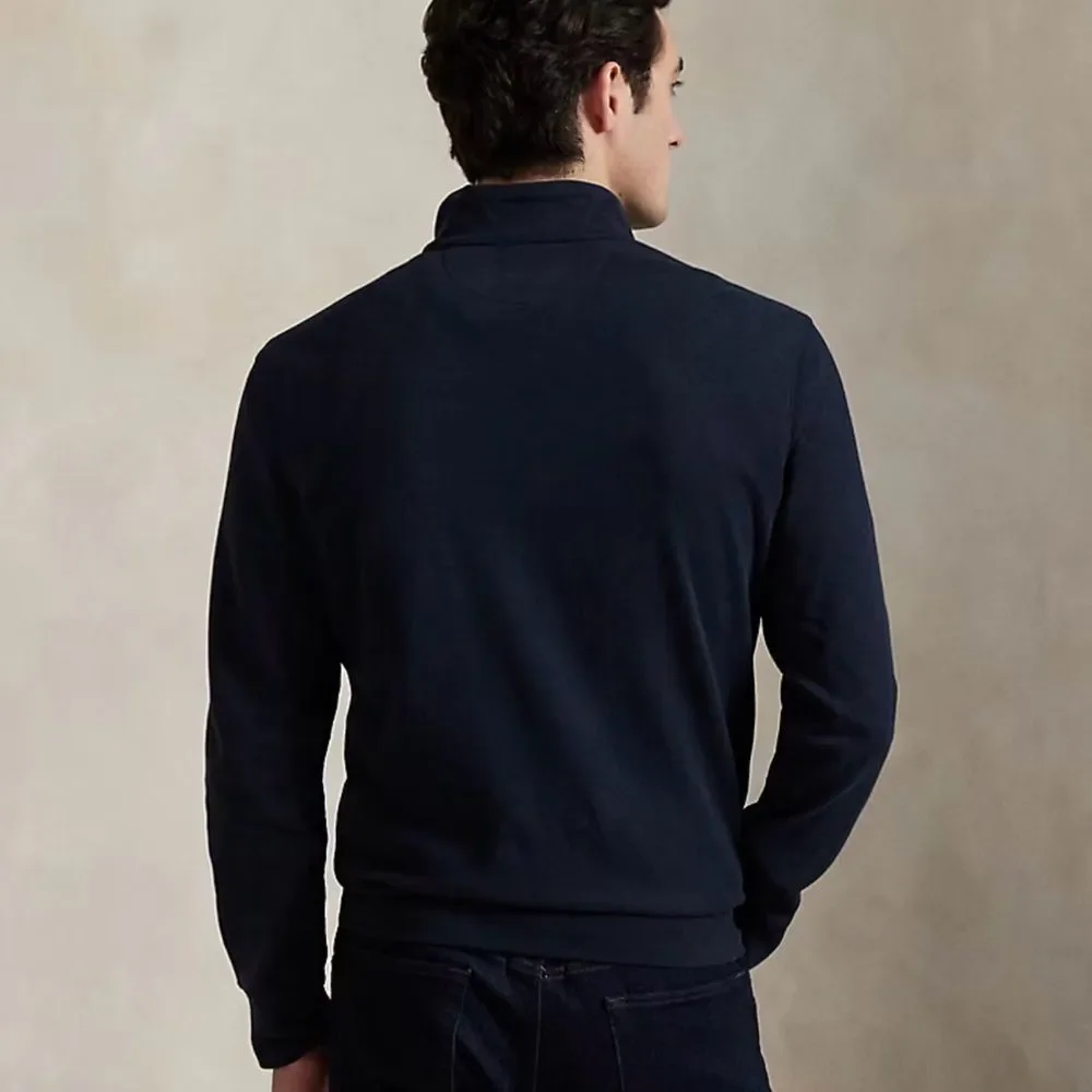 Polo Ralph Lauren Luxury Jersey Quarter-Zip Pullover Aviator Navy Sweater